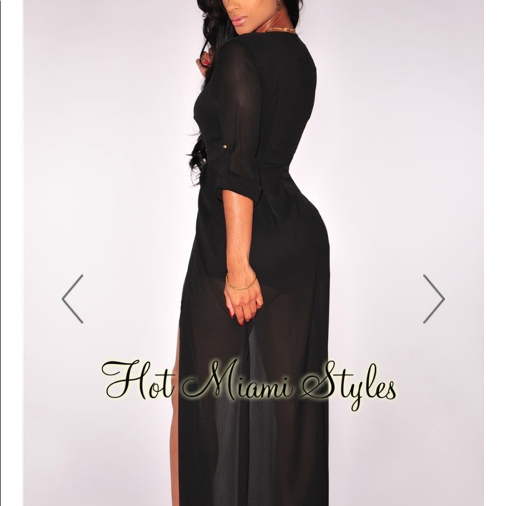 Black V Neck Chiffon Maxi Romper